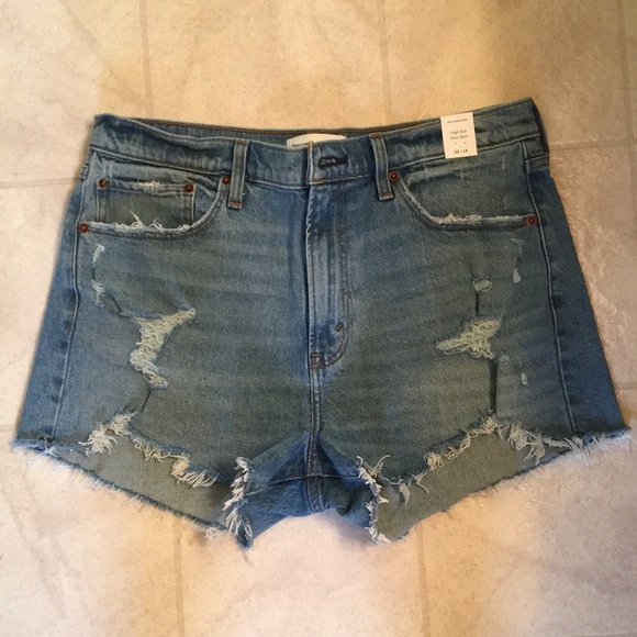 NWT Abercrombie high rise mom short medium destroy - Picture 6 of 13